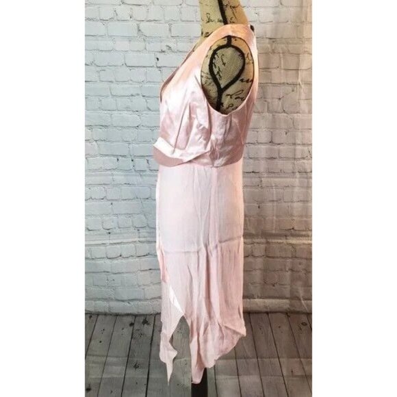 NWT Madison Square Dress Pink Sleeveless Asymmetrical Hem V-Neck Medium - Picture 3 of 6